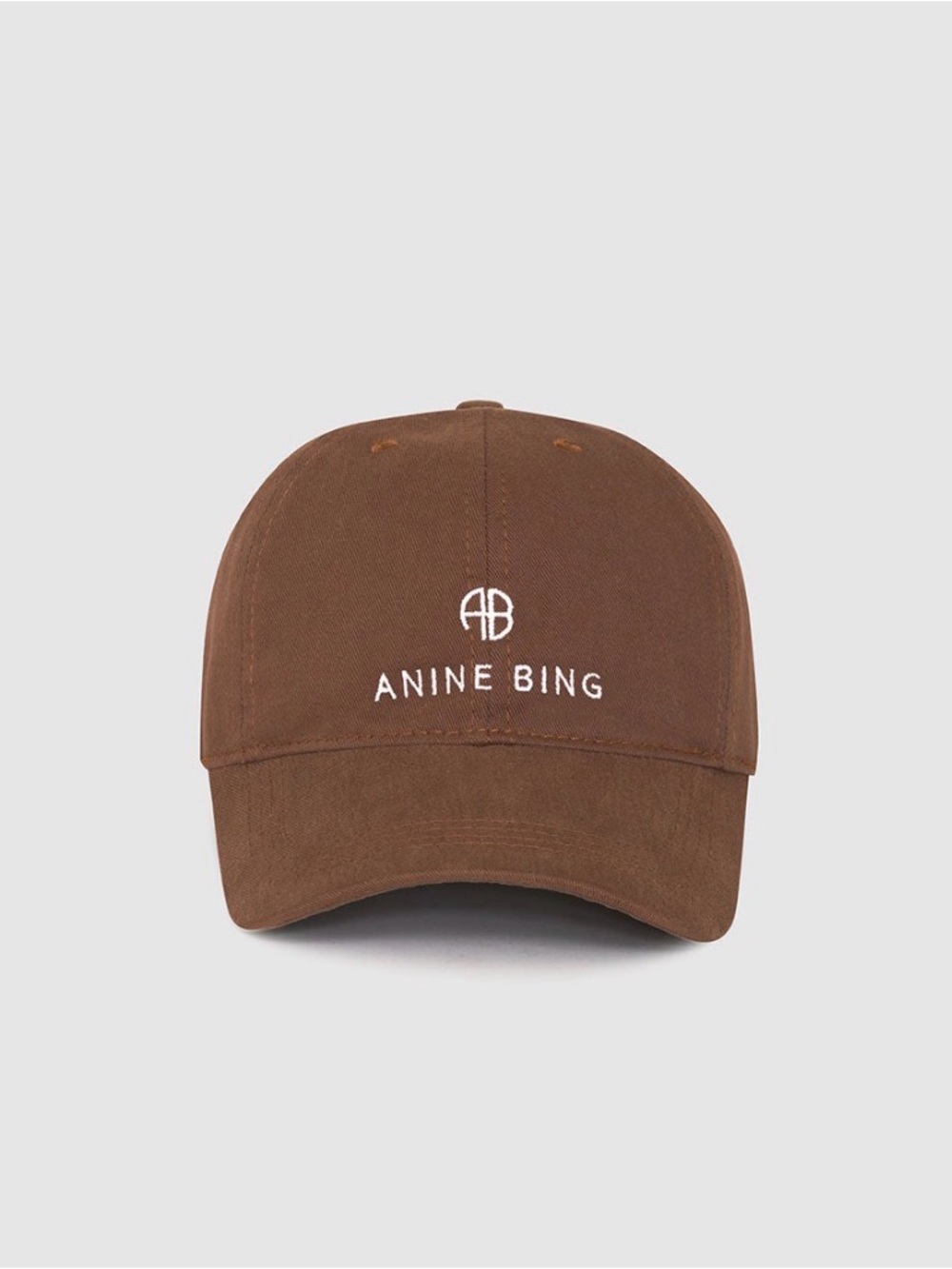 Anine Bing Brown Embroidered Logo Cap